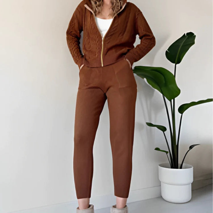 Levoire | Pull En Laine À Manches Longues Pantalons Étroits Ensemble Fait Main Braun