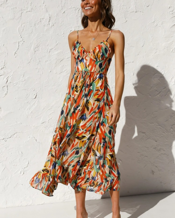 Levoire | Élégant Robe Colorée Orange rouge