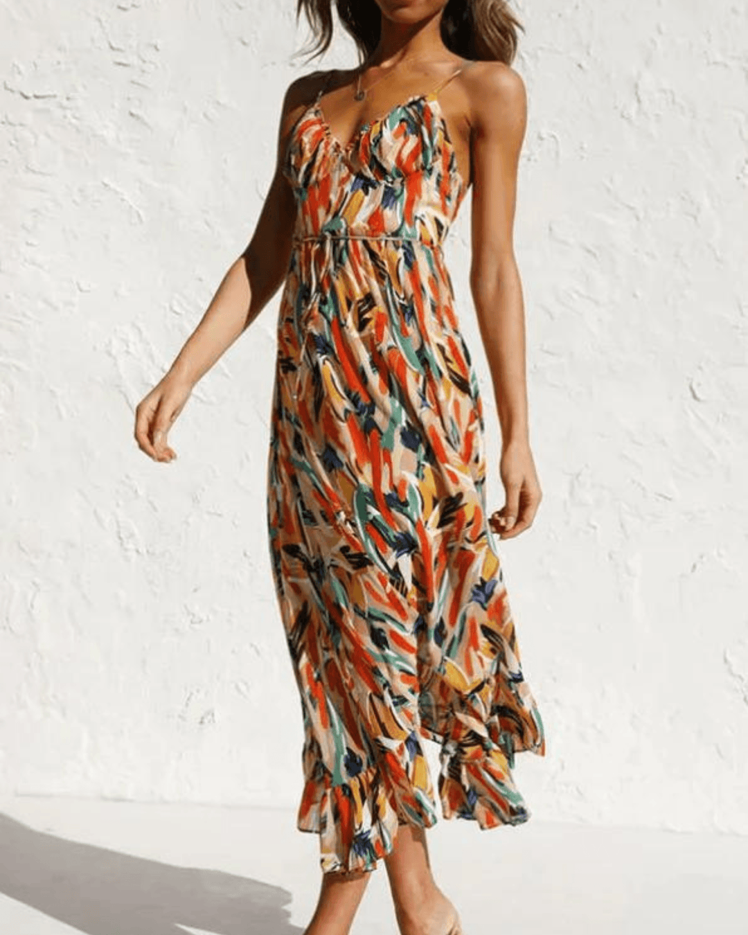 Levoire | Robe Midi Pour Femmes À Motif Floral, Élégant & Léger Jaune
