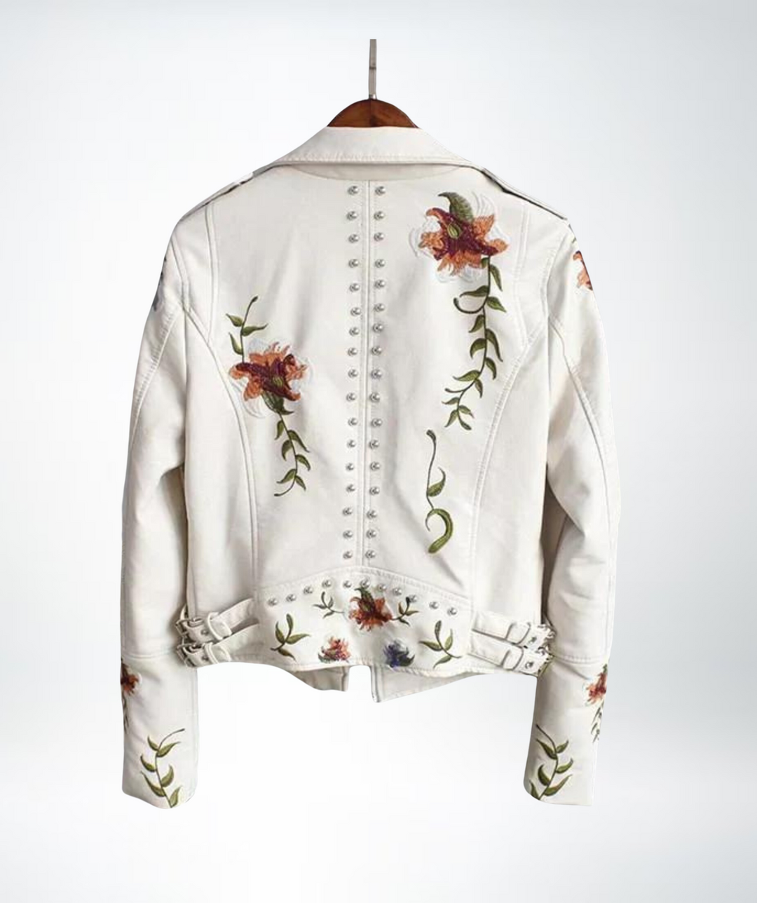 Levoire | Veste En Cuir À Motif Floral Pour Femmes