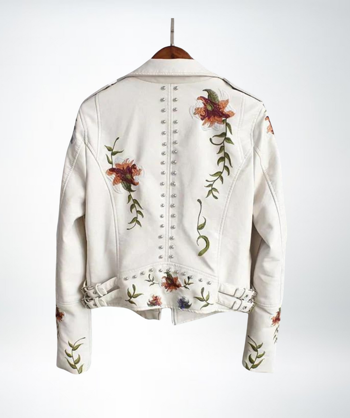 Levoire | Veste En Cuir À Motif Floral Pour Femmes