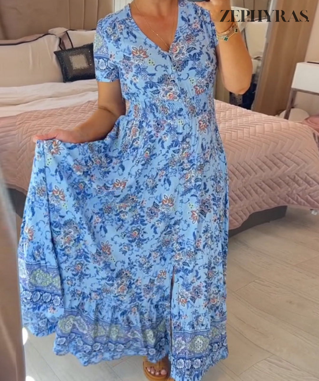 Levoire | Robe D'Été Pour Femmes En Tissu Léger Bleu