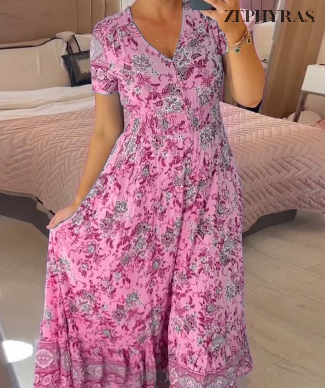 Levoire | Robe D'Été Pour Femmes En Tissu Léger Rosa