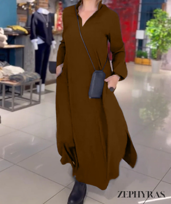 Levoire | Robe D'Été Maxi Décolleté En V Braun