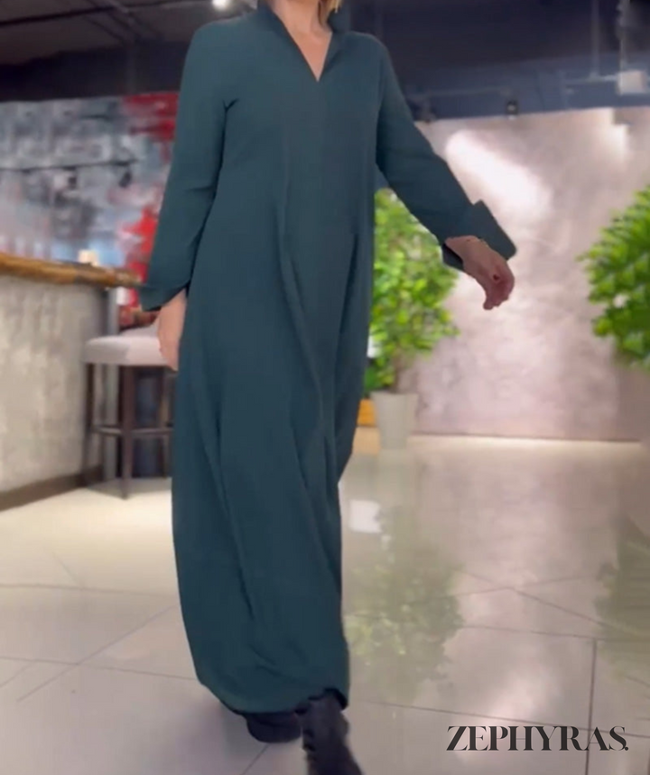 Levoire | Robe D'Été Maxi Décolleté En V Vert