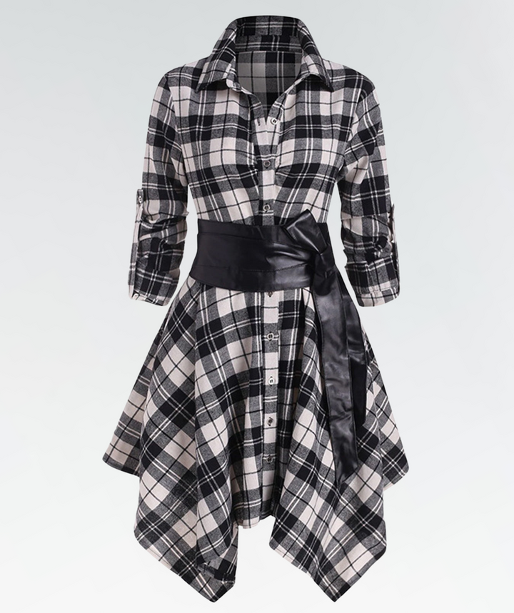 Levoire | Élégant Robe D'Été Gingham Blanc