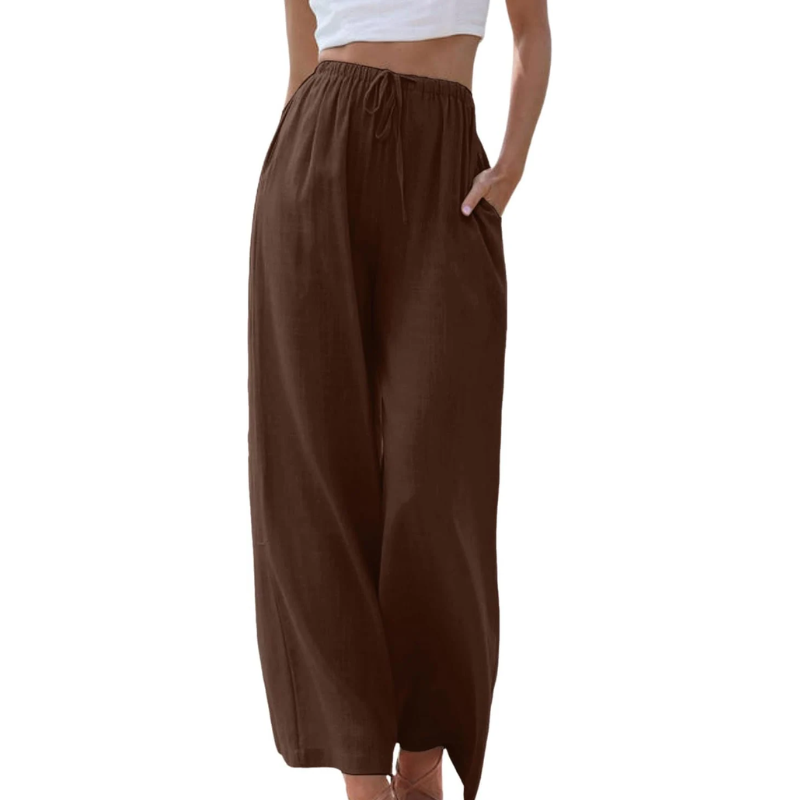 Levoire | Pantalon Élégant En Coton Et Lin Marron