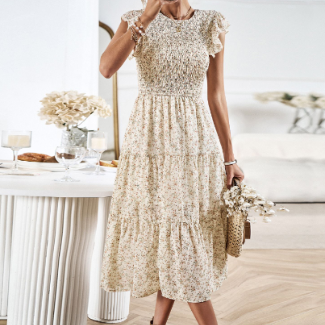 Levoire | Femme Robe À Imprimé Floral Beige