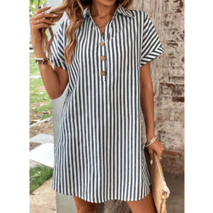 Levoire | Robe à boutons à rayures verticales pour femmes Noir