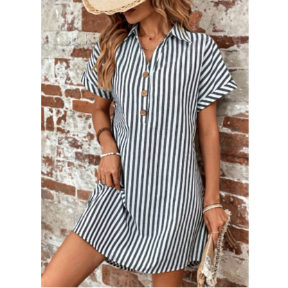 Levoire | Robe à boutons à rayures verticales pour femmes