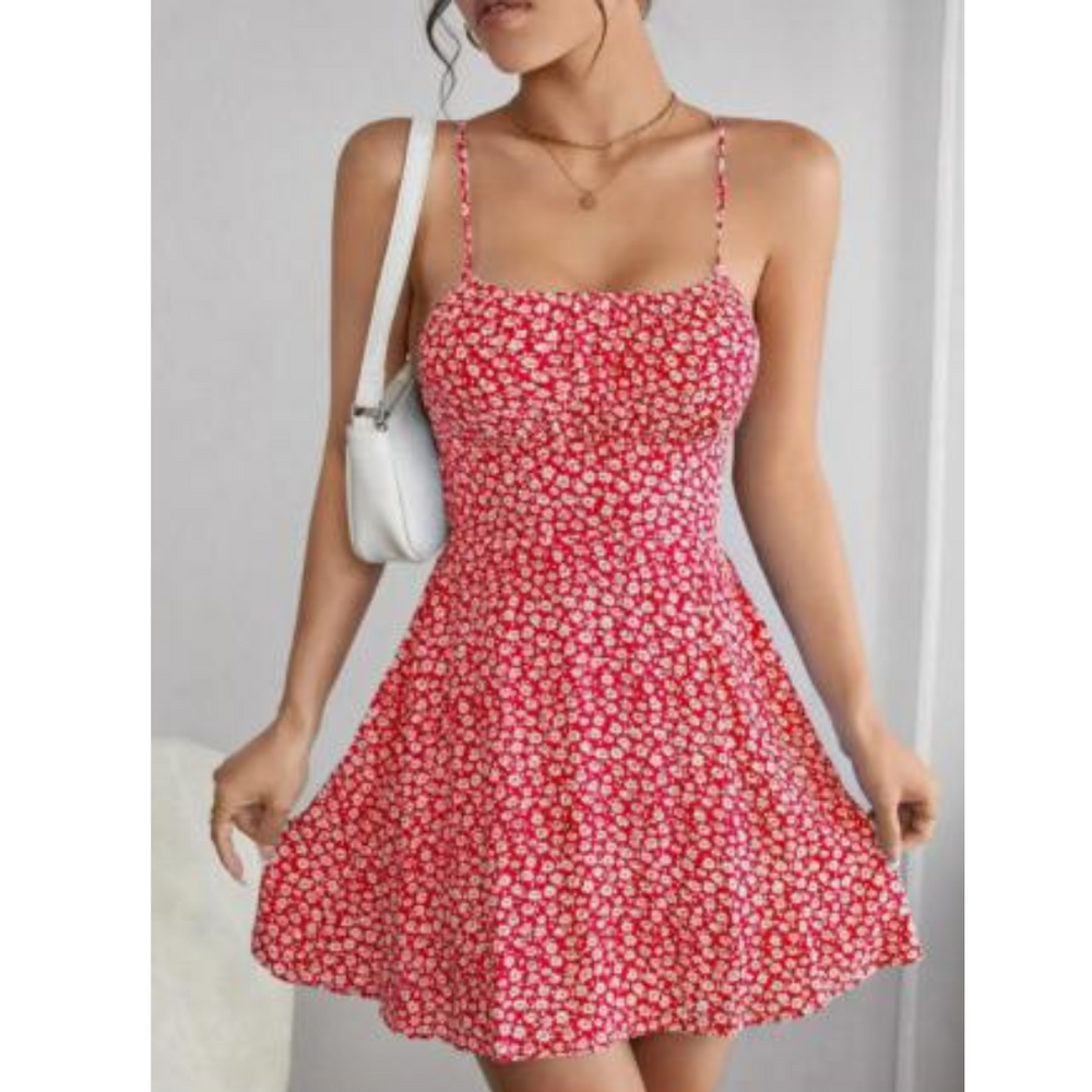 Levoire | Robe slim à fleurs pour femmes Rouge