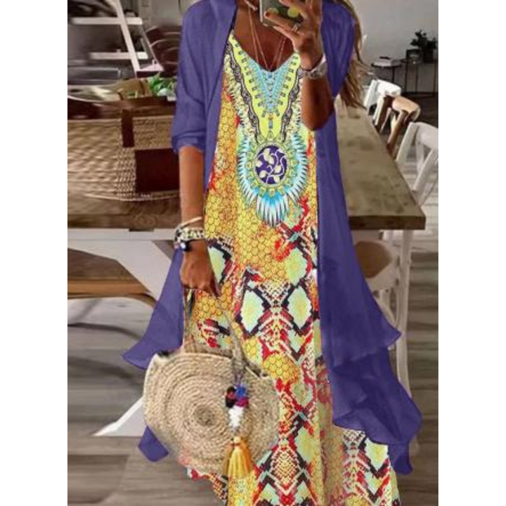 Levoire | Femme Robe midi Sonnenkuss Violet-jaune
