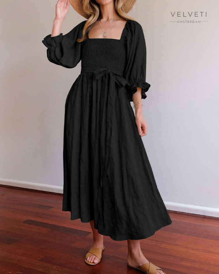 Levoire | Robe Française Avec Des Manches Volantes Noir