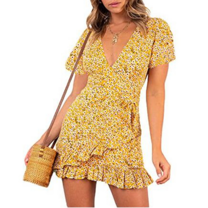 Levoire | Mini robe imprimée pour femmes Jaune