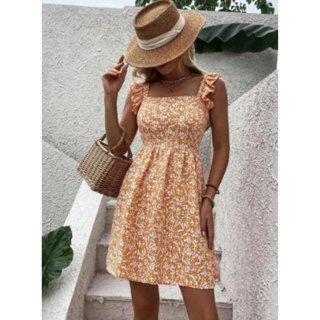 Levoire | Femme robe à encolure carrée Orange