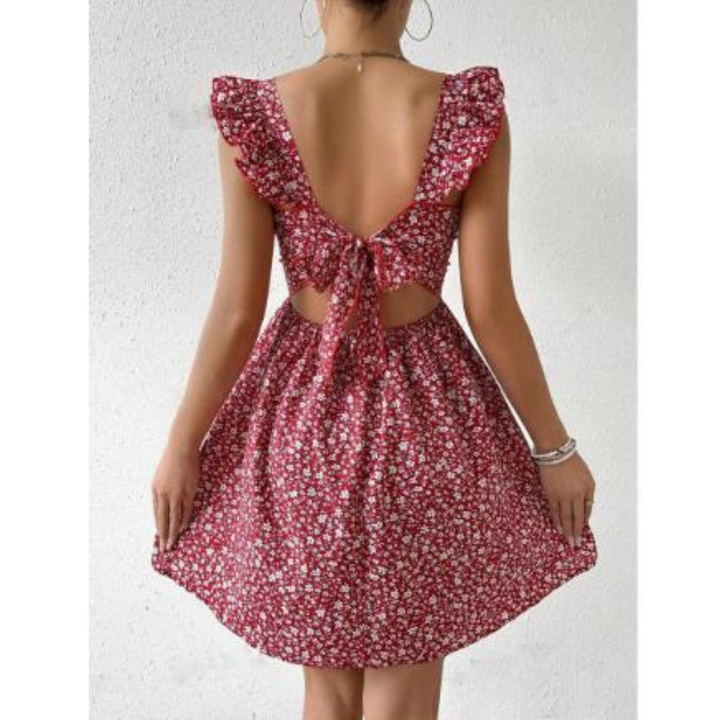 Levoire | Femme robe à encolure carrée Rouge