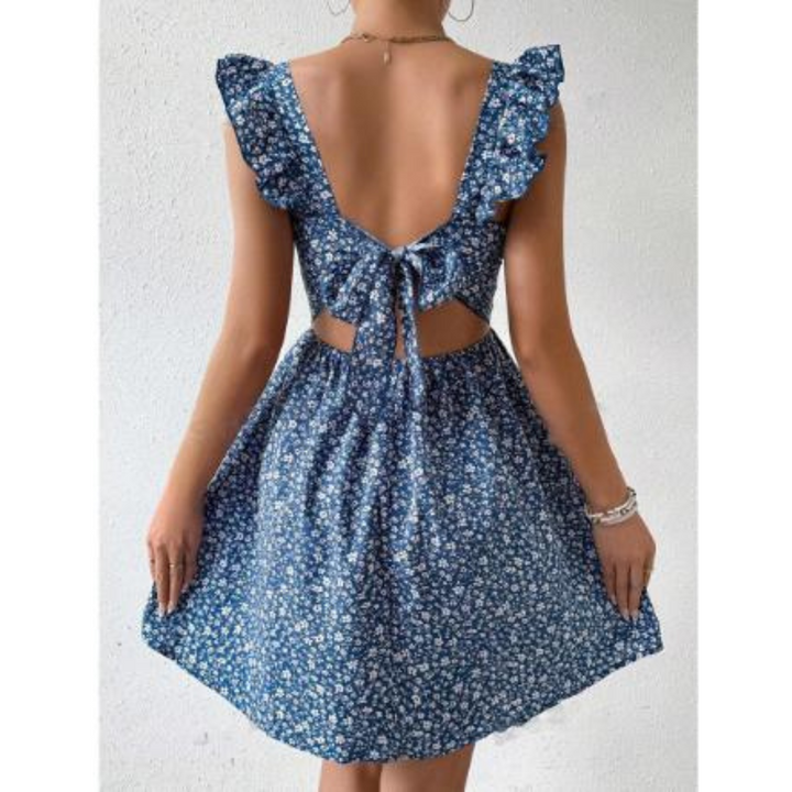 Levoire | Femme robe à encolure carrée Bleu