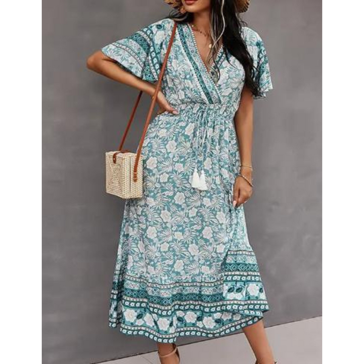 Levoire | Bohème été Maxi robe femme Vert