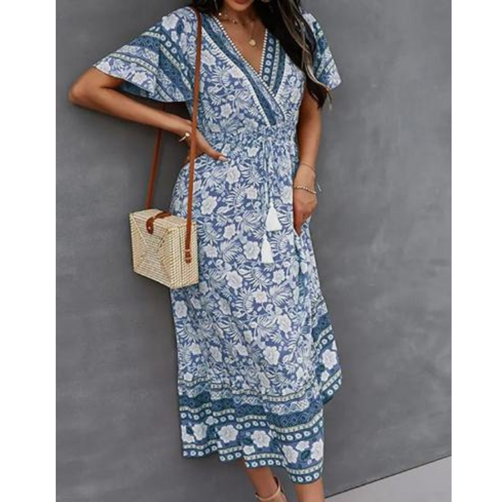 Levoire | Bohème été Maxi robe femme Bleu