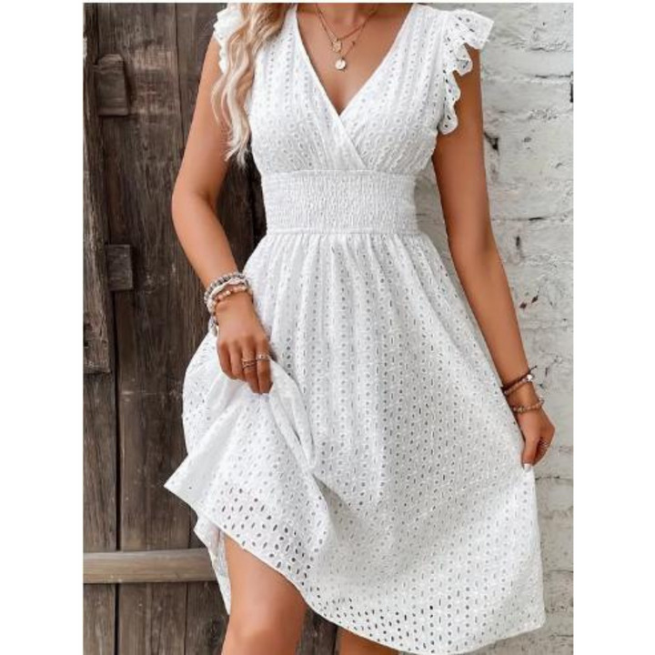 Levoire | Femme Robe à points suisse pour femmes Blanc