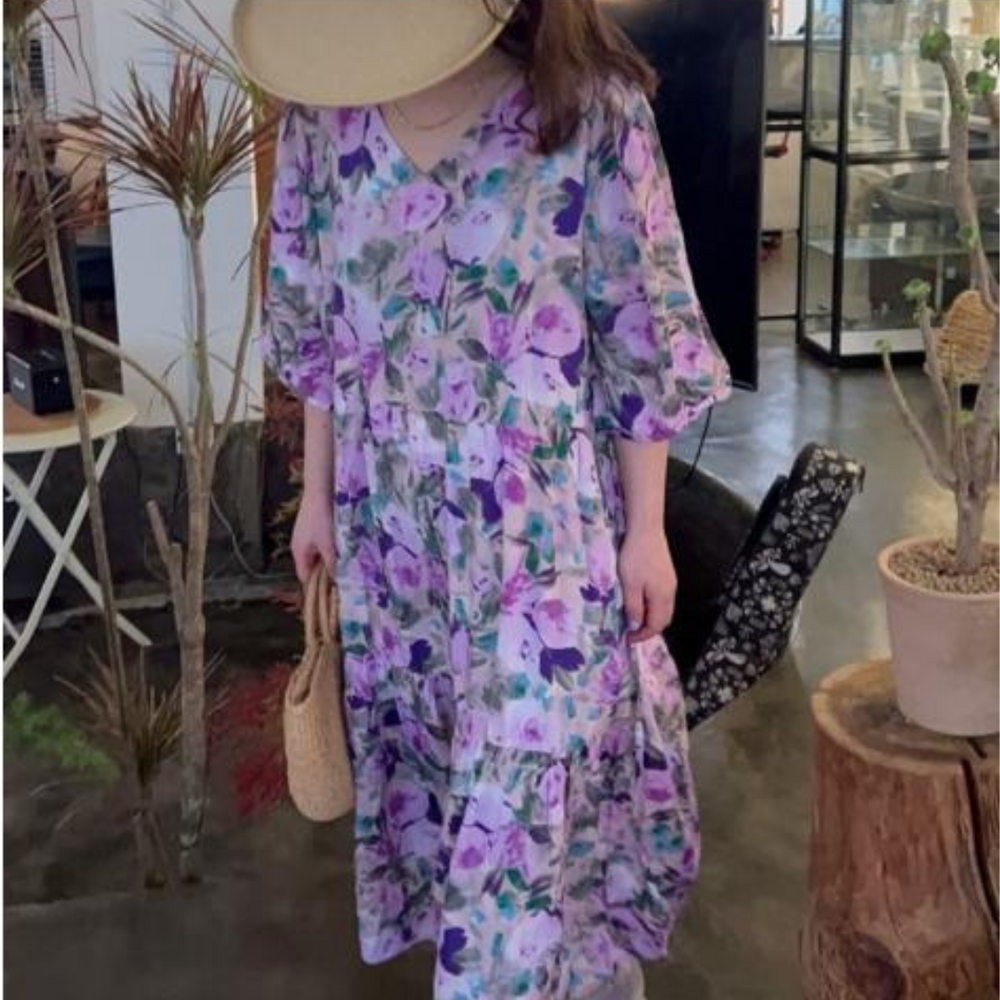 Levoire | Femme Maxi-robe fleurie Pourpre