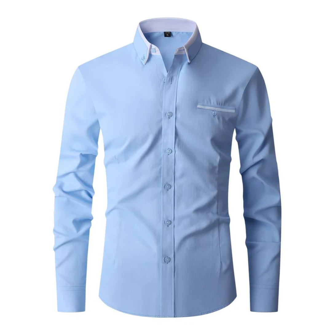 Levoire | Chemise Élégante Avec Col Contrasté Bleu Hell
