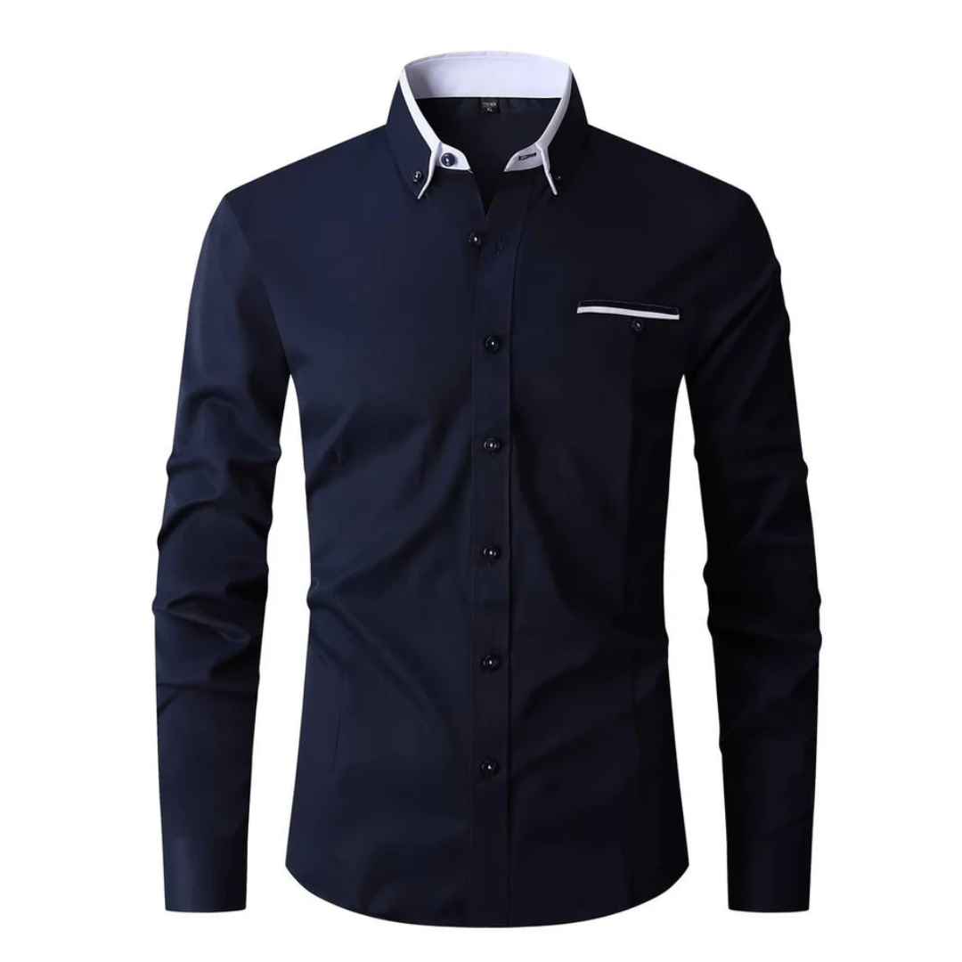 Levoire | Chemise Élégante Avec Col Contrasté Marine Bleu