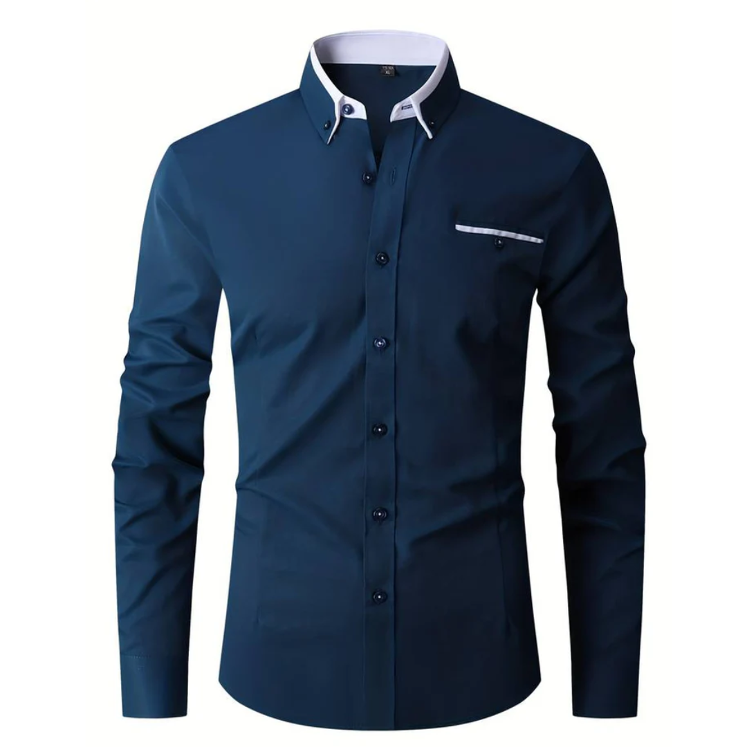 Levoire | Chemise Élégante Avec Col Contrasté Bleu Océan