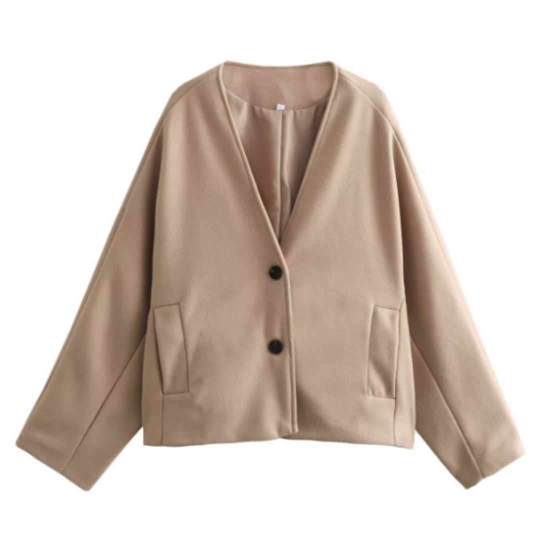 Levoire | V-Neck Blouse Jacket Khaki