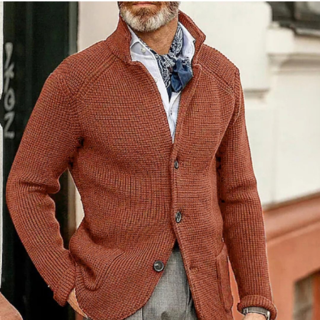 Levoire | Gilet Tricoté Chaud Pour Homme Brun Orangé