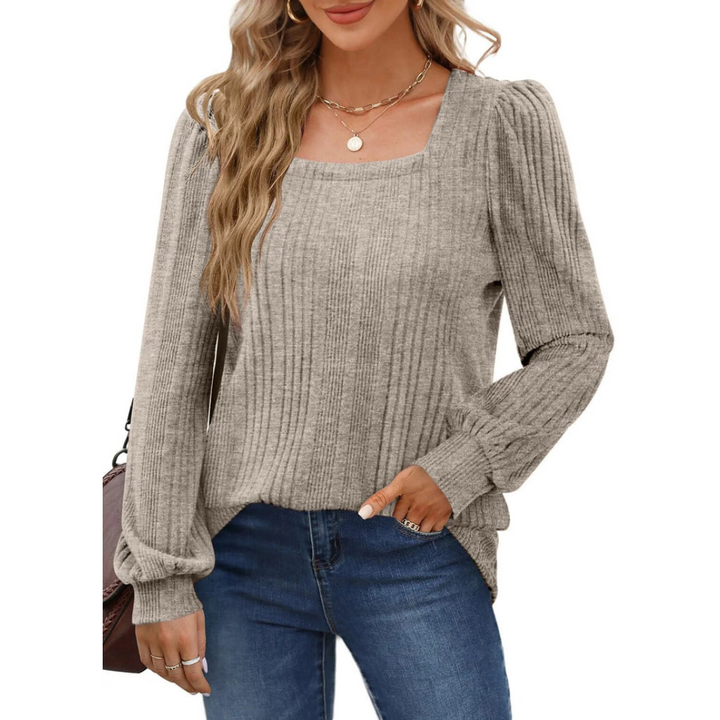 Levoire | Pull À Manches Longues Pour Femmes | Col Carré Kaki