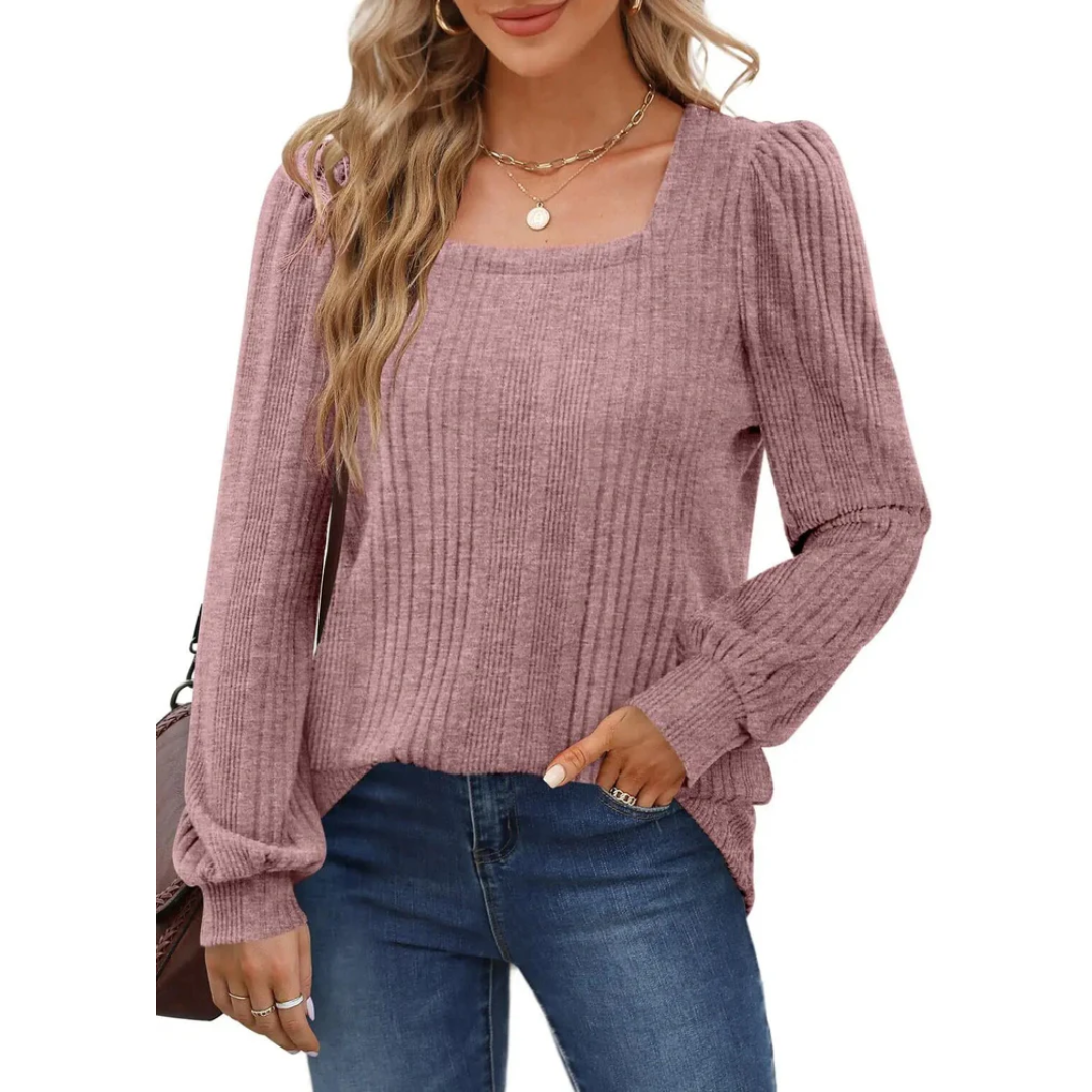 Levoire | Pull À Manches Longues Pour Femmes | Col Carré Rose