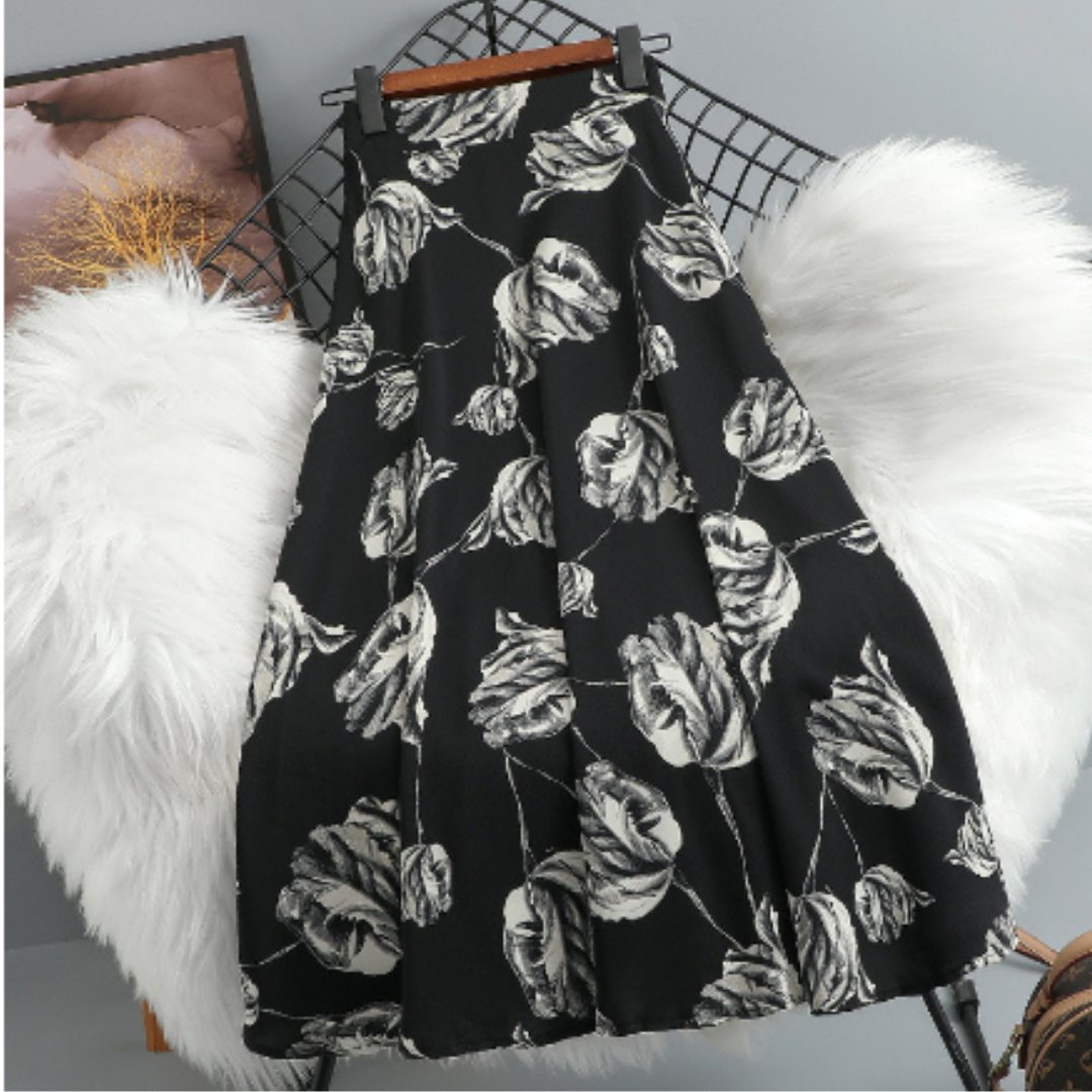 Levoire | Jupe Midi Élégante À Fleurs Nior