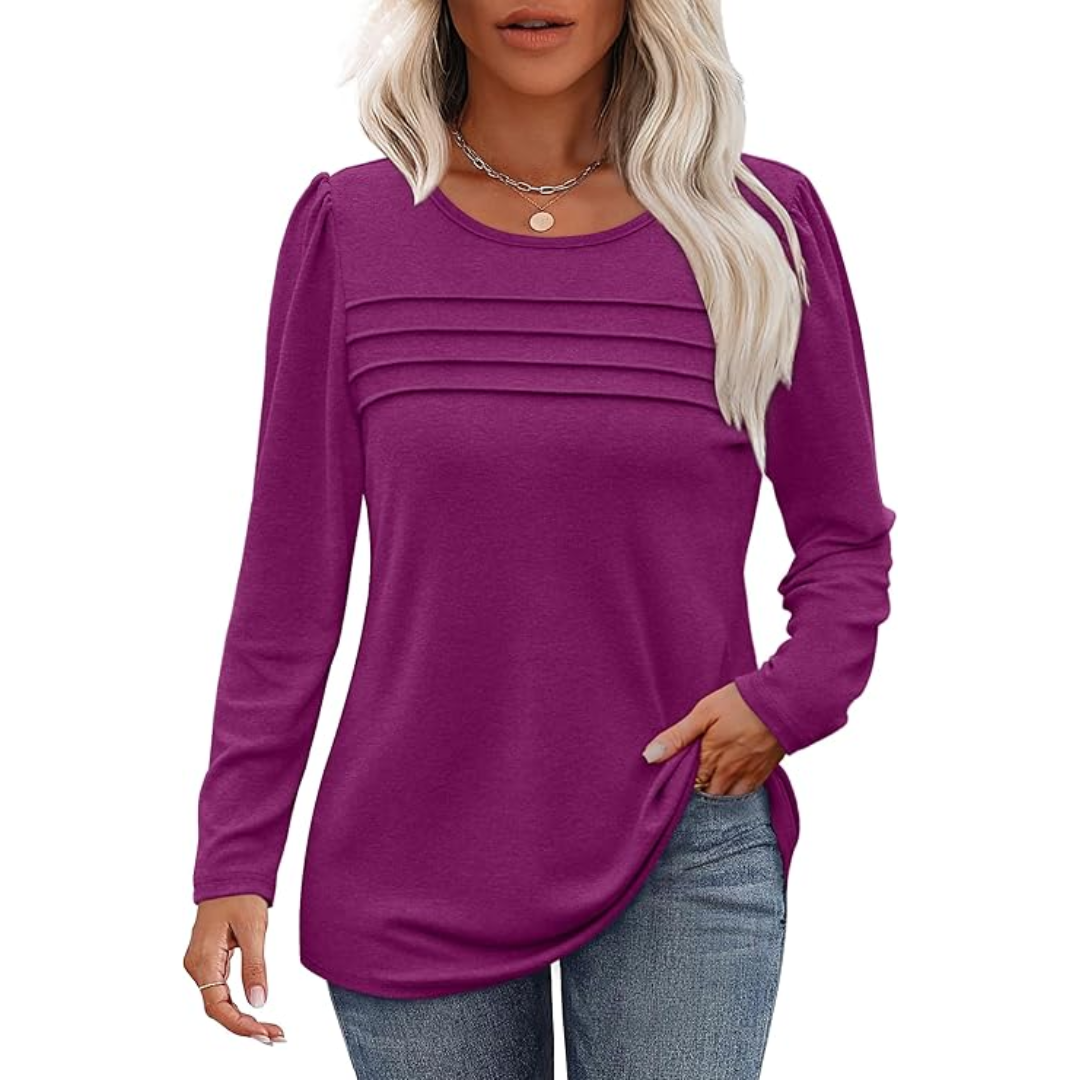 Levoire | Plissé Manches Longues Tunique Topsarah Fuchsia