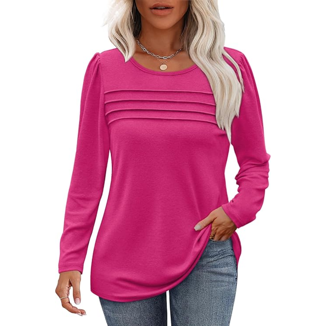 Levoire | Plissé Manches Longues Tunique Topsarah Rose