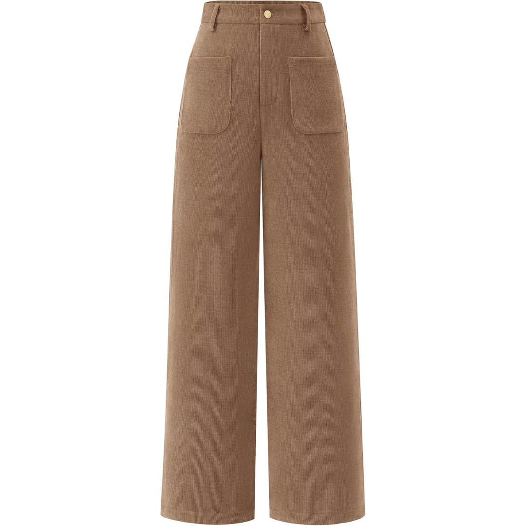 Levoire | Pantalon Palazzo Évasé À Taille Haute Et Poches Clarissa Khaki