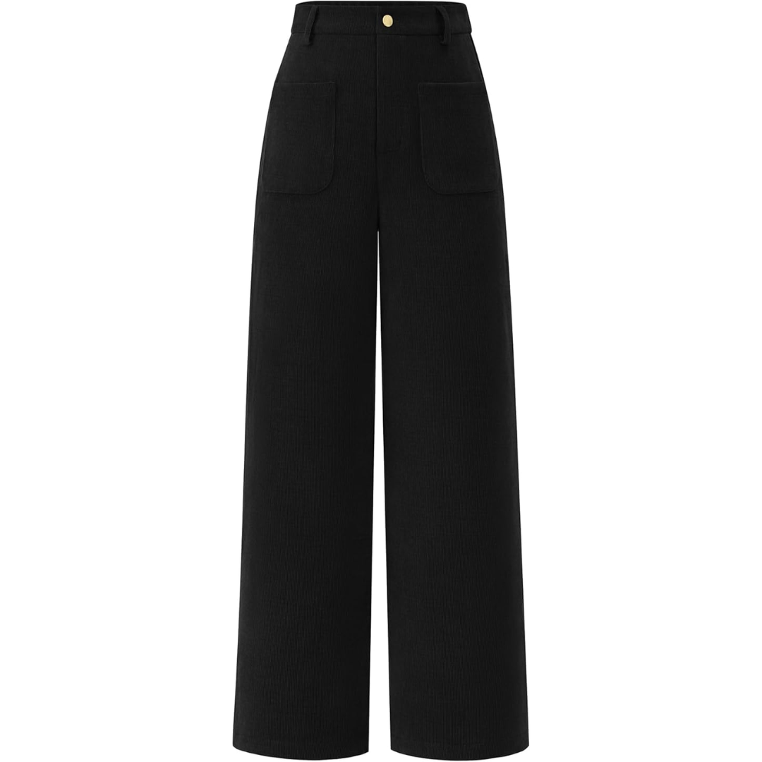 Levoire | Pantalon Palazzo Évasé À Taille Haute Et Poches Clarissa Noir