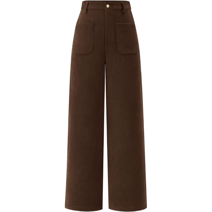 Levoire | Pantalon Palazzo Évasé À Taille Haute Et Poches Clarissa Café