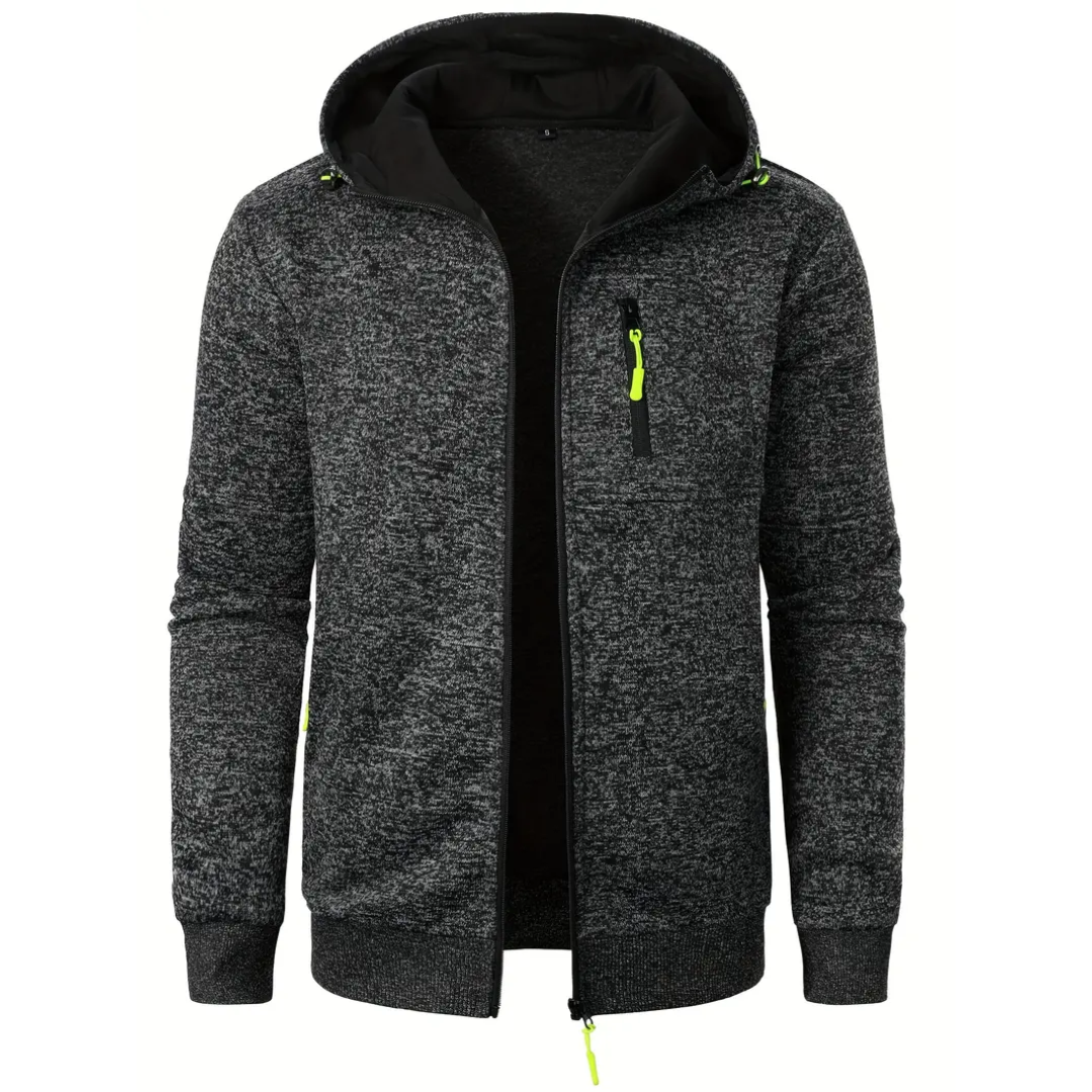 Levoire | Veste Chaude Pour Hommes Avec Fermeture Éclair, Capuche Et Poches Gris