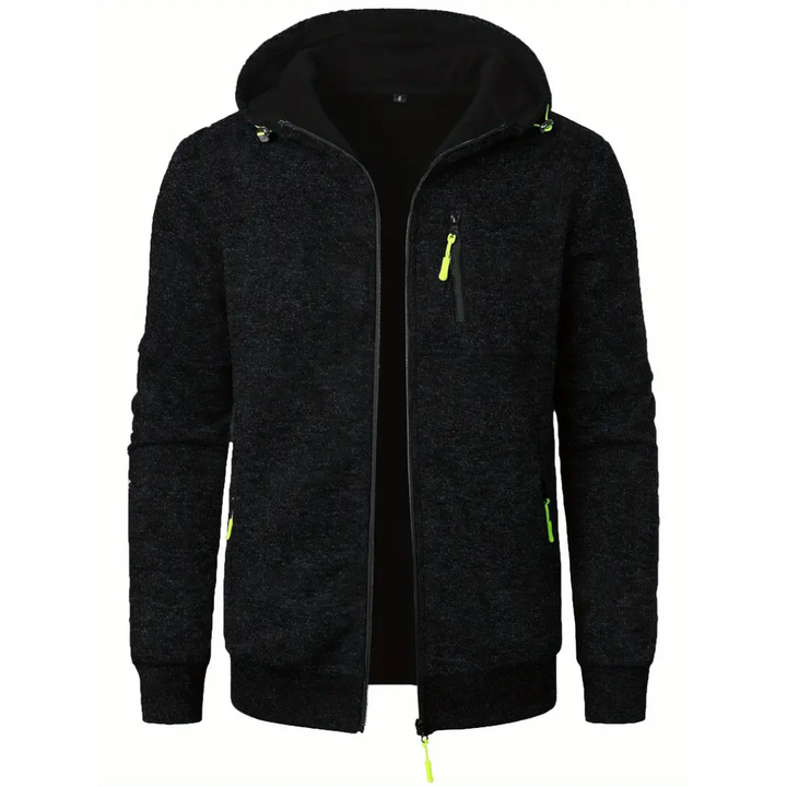 Levoire | Veste Chaude Pour Hommes Avec Fermeture Éclair, Capuche Et Poches Noir