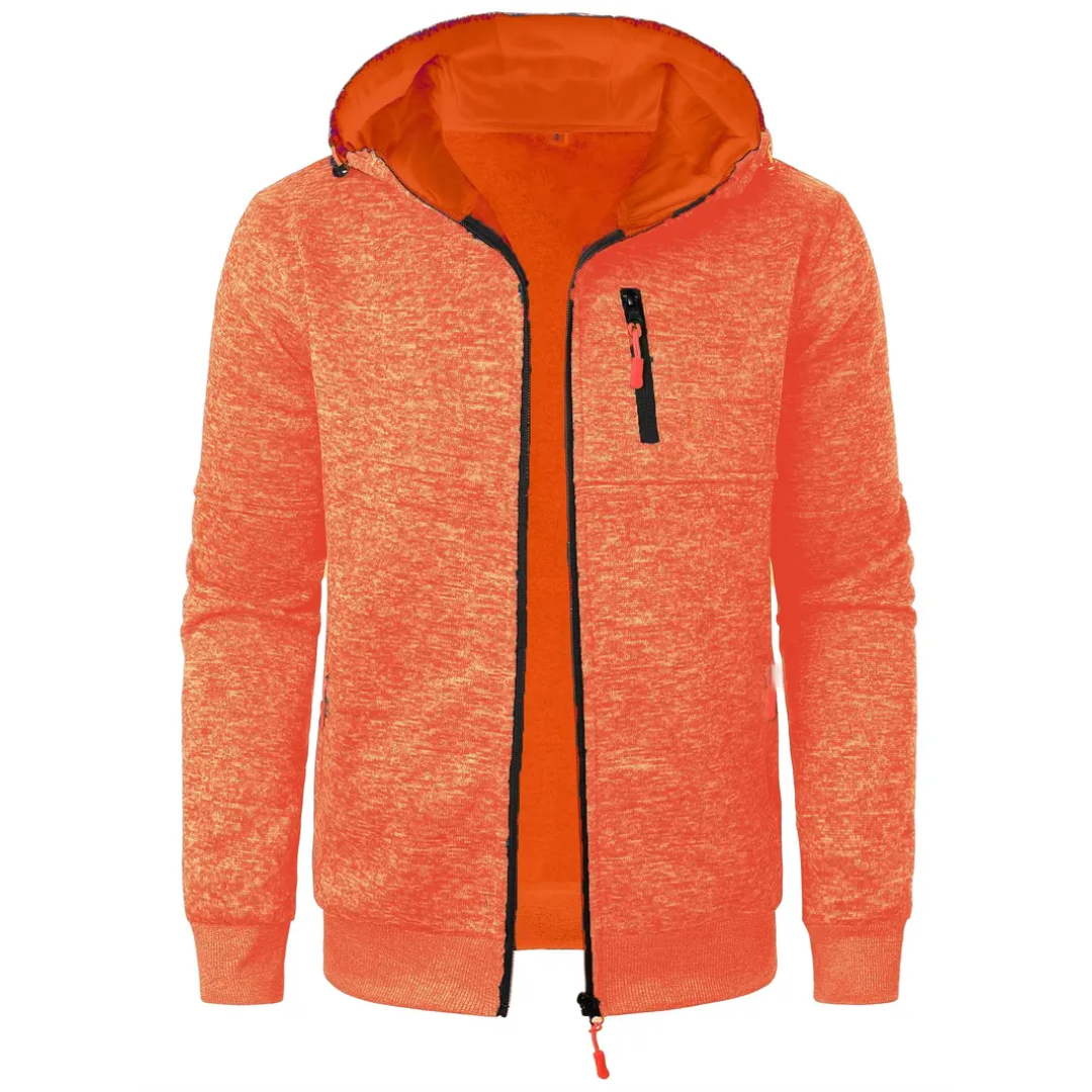 Levoire | Veste Chaude Pour Hommes Avec Fermeture Éclair, Capuche Et Poches Orange