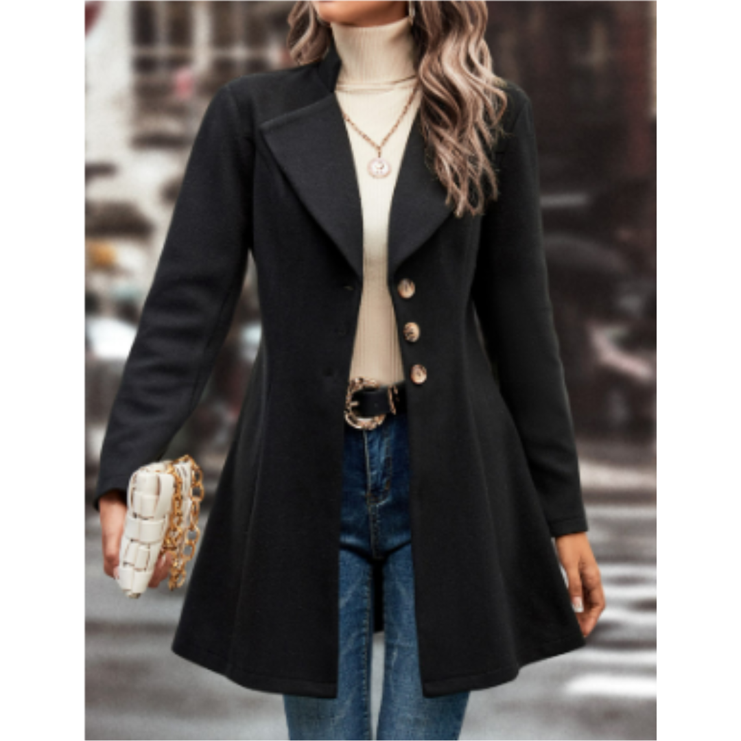 Levoire | Veste Longue Avec Boutons Pour Femmes Noir