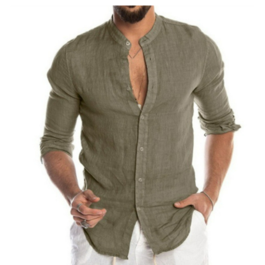 Levoire | Chemise En Coton Pour Hommes À Manches Longues Vert