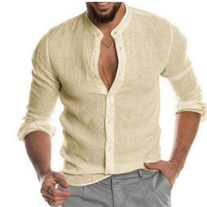 Levoire | Chemise En Coton Pour Hommes À Manches Longues Khaki
