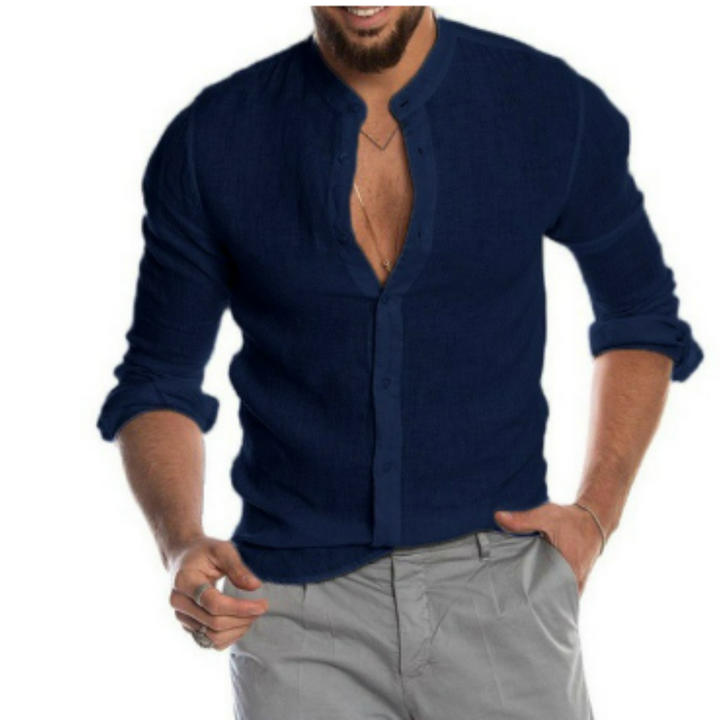 Levoire | Chemise En Coton Pour Hommes À Manches Longues Marine bleu