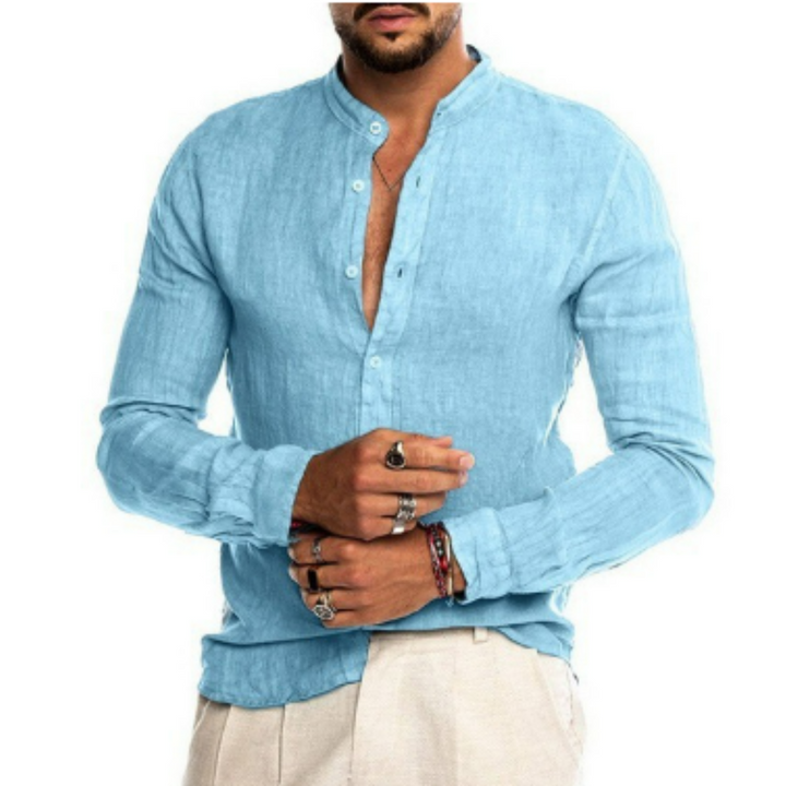 Levoire | Chemise En Coton Pour Hommes À Manches Longues Bleu clair
