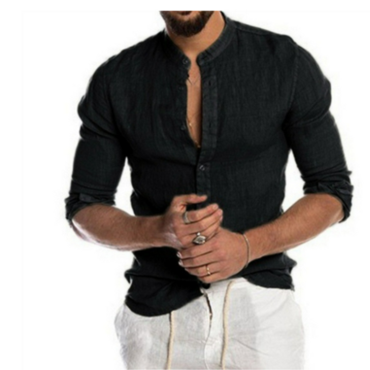 Levoire | Chemise En Coton Pour Hommes À Manches Longues Noir