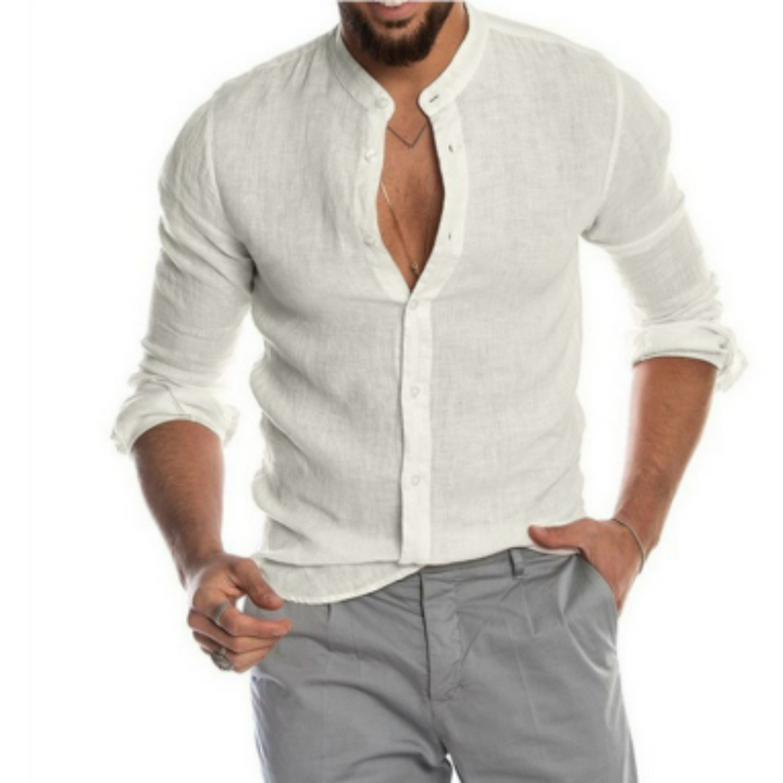 Levoire | Chemise En Coton Pour Hommes À Manches Longues Blanc