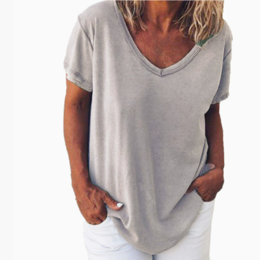 Levoire | Blouse Court Manche FR Femmes Pour Le Printemps Gris