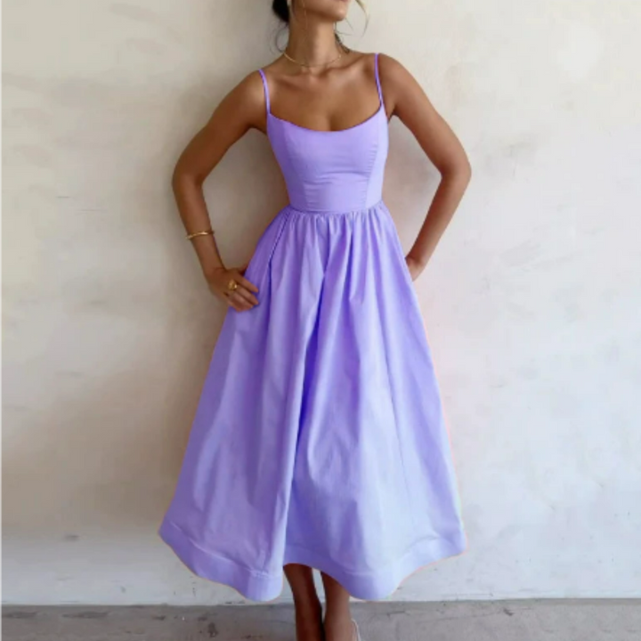 Levoire | Robe D'Invité De Mariage À Bretelles Spaghetti Pour - Femmes - Midi Pourpre